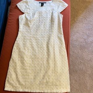 White and yellow eyelet dress